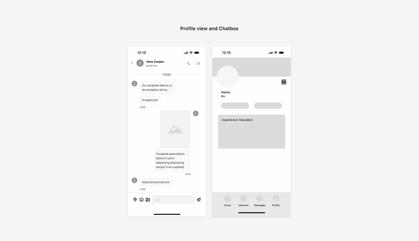 Wireframes for the mentor profile and shortlist.