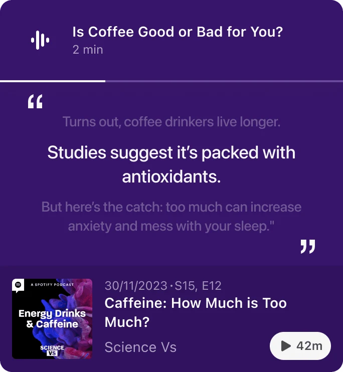 Clip card with a progress bar under the header and the duration shown as a pill in the footer.